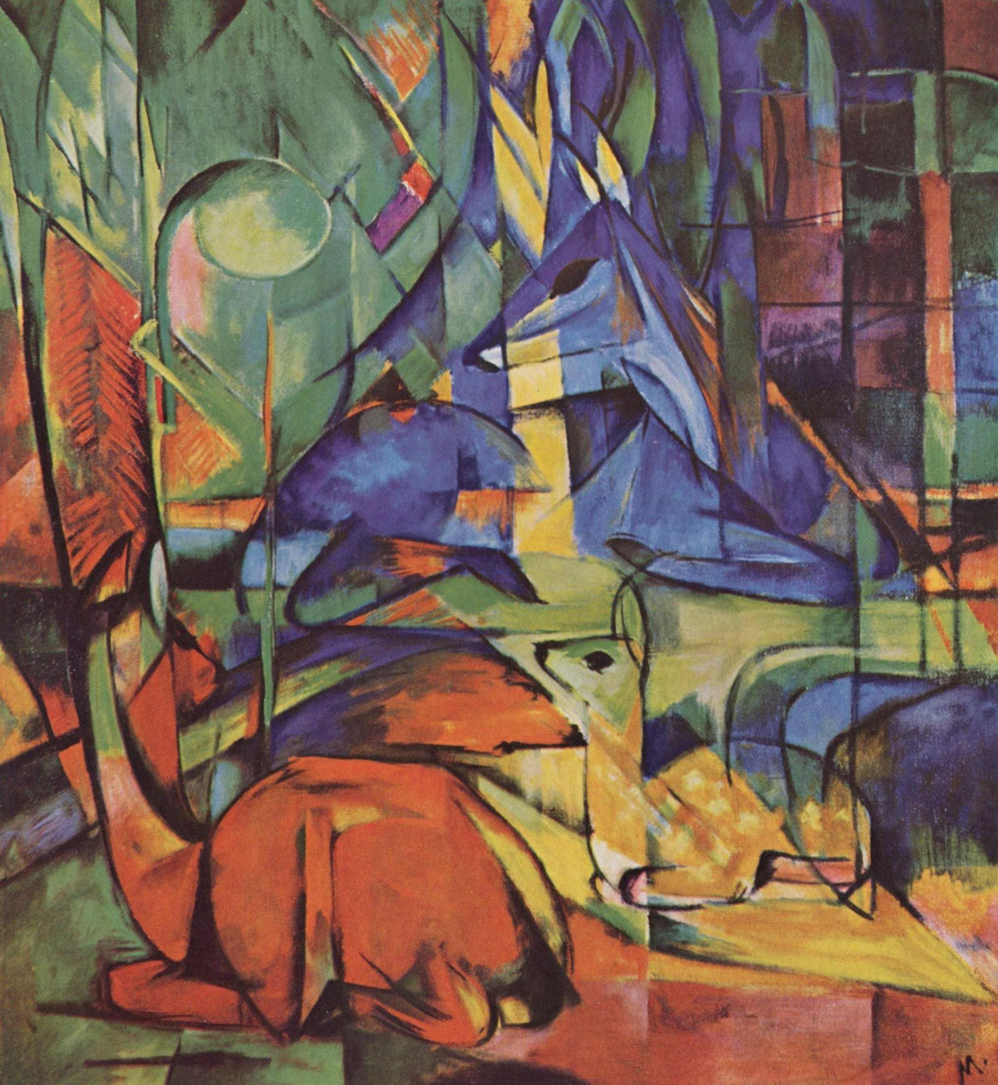 Maleriet Rehe im Walde (II) af Franz Marc