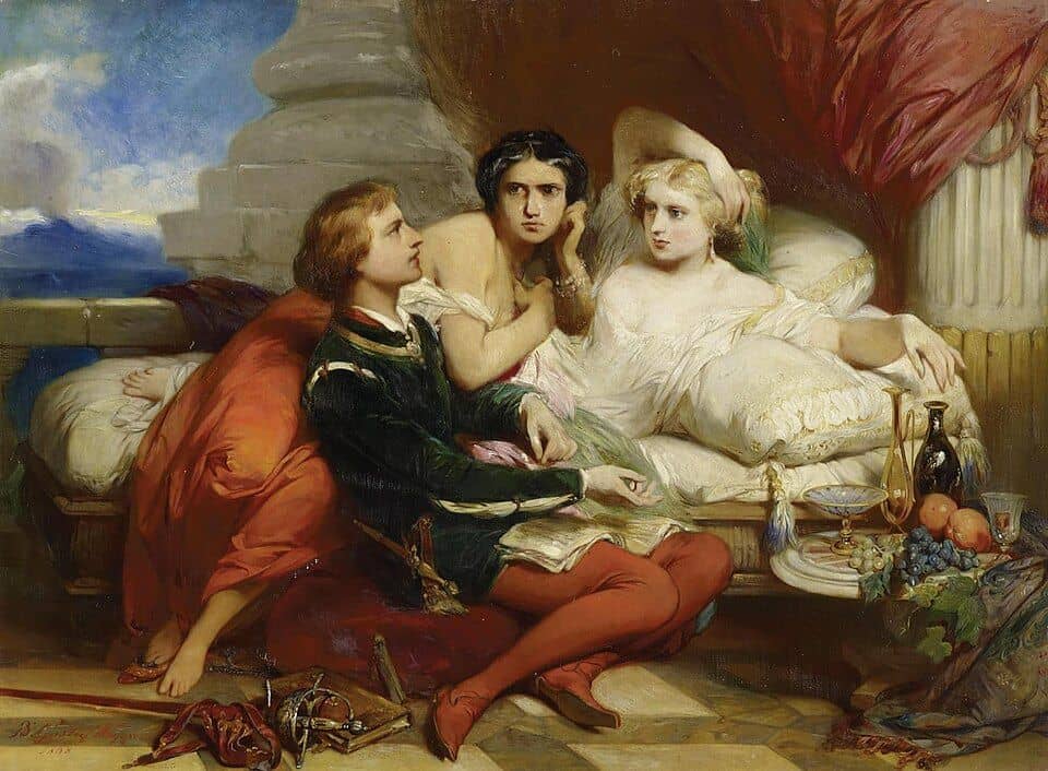 Giovanni Boccaccio læser Decameron til Joanna 1. af Napoli