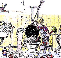 Illustration fra Niels hjælper mor. © Illustration Jon Ranheimsæter.